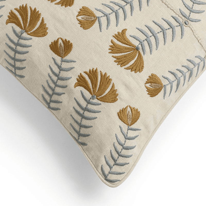 Highweald Cushion Cover, Ochre / Seafoam