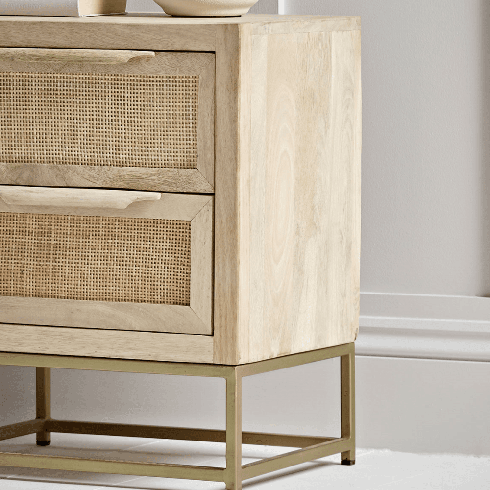 Rattan Webbing Bedside Table, Natural