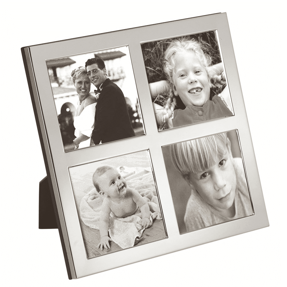 Flat Narrow Series 4 Aperture Photograph frame, sterling silver with mahogany finish back