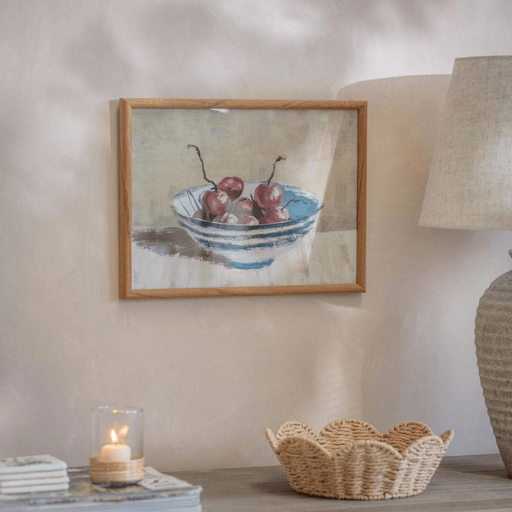 Croston Cherries in a Bowl Framed Print, Brown