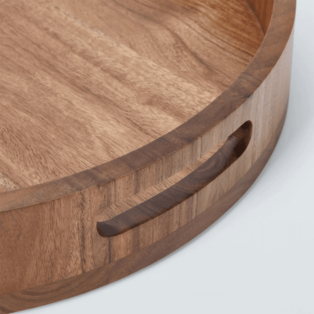 Deep Round Tray, Acacia Wood