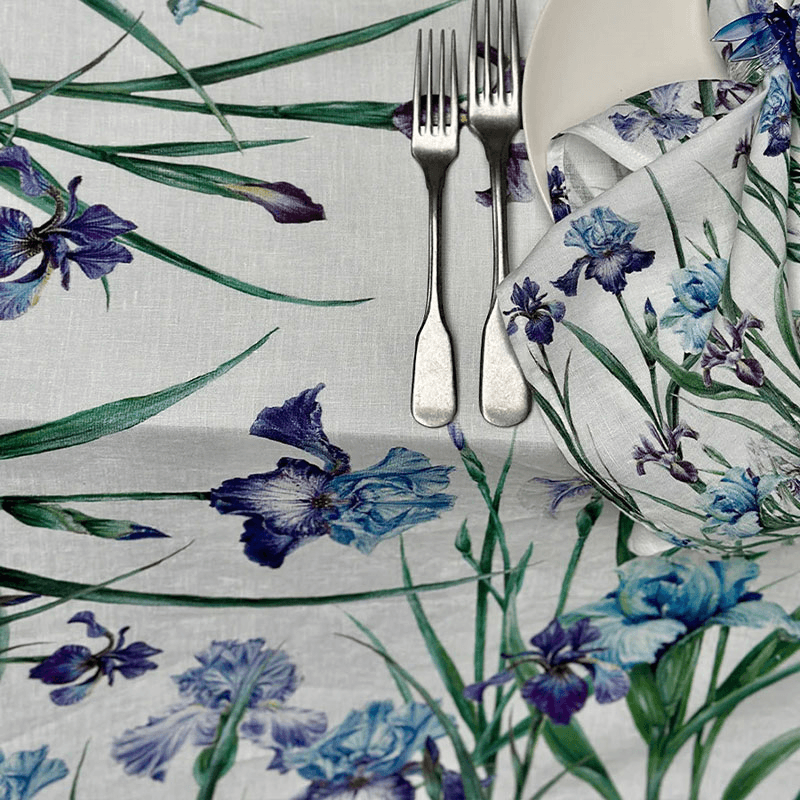 Iris Linen Tablecloth, Purple